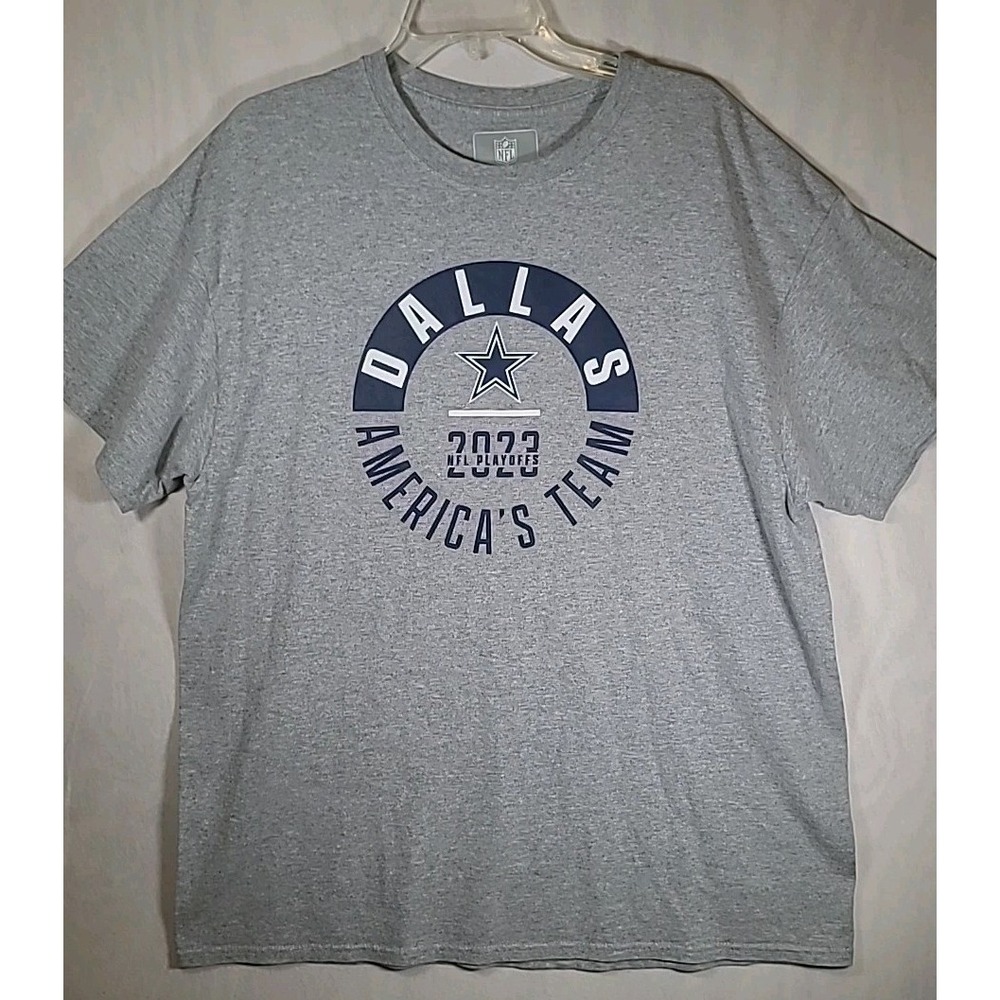 NFL Dallas Cowboys T‎ Shirt 2023 NFL Playoffs Mens Size XL Grey Short Sleeve